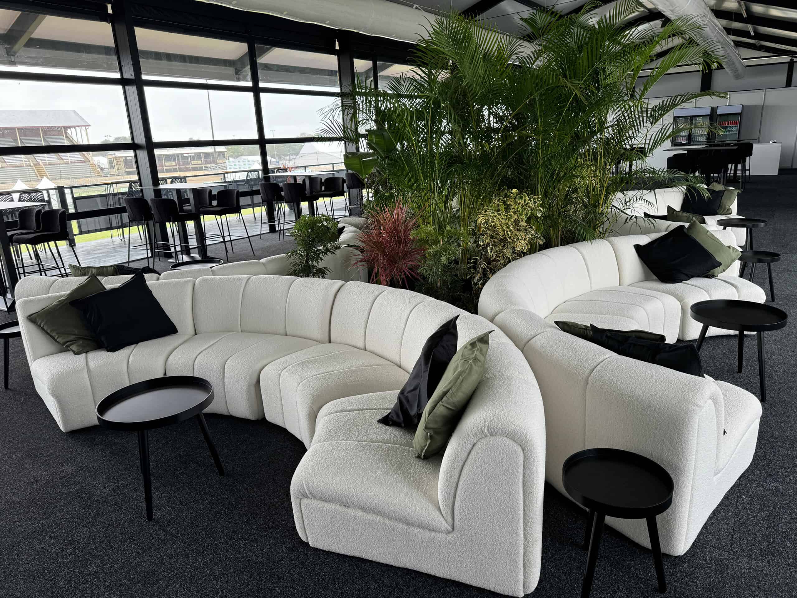 white modular couch hire
